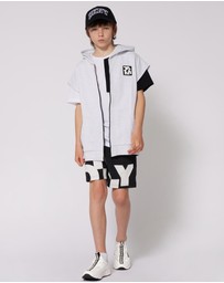 DKNY - Two-Tone Angled Logo Short Sleeve T-Shirt - Kids-Teens