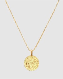 Kuzzoi - ICONIC EXCLUSIVE - Necklace Men Plate Pendant Basic Hammered in 925 Sterling Silver Gold Plated