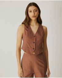 Atmos&Here - Yasmin Linen Blend Cross Back Vest