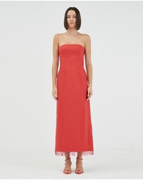 Third Form - Flame Linen Strapless Dress