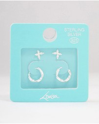 Lovisa - Sterling Silver Butterfly & Hoop Stud Earrings 2-Pack