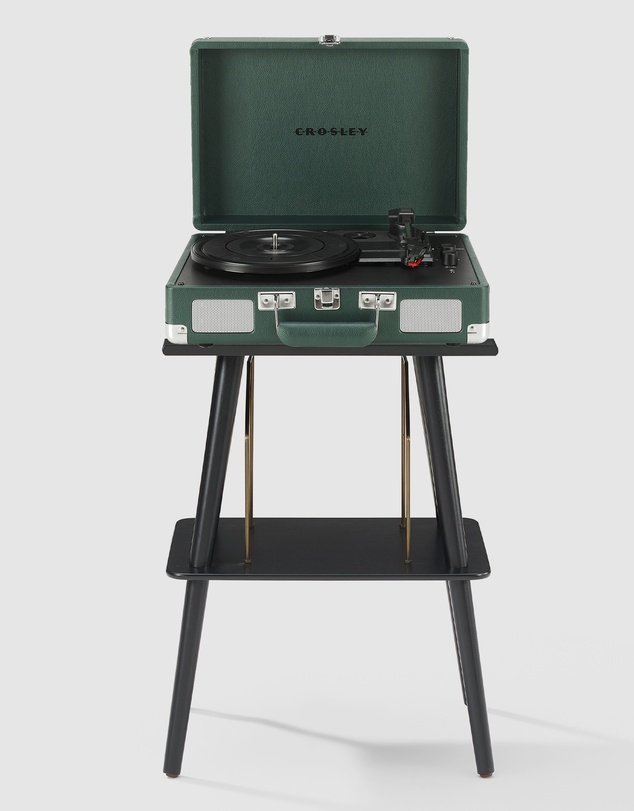 Crosley - Crosley Cruiser Bluetooth Portable Turntable + Crosley Turntable Stand Bundle - Emerald Green