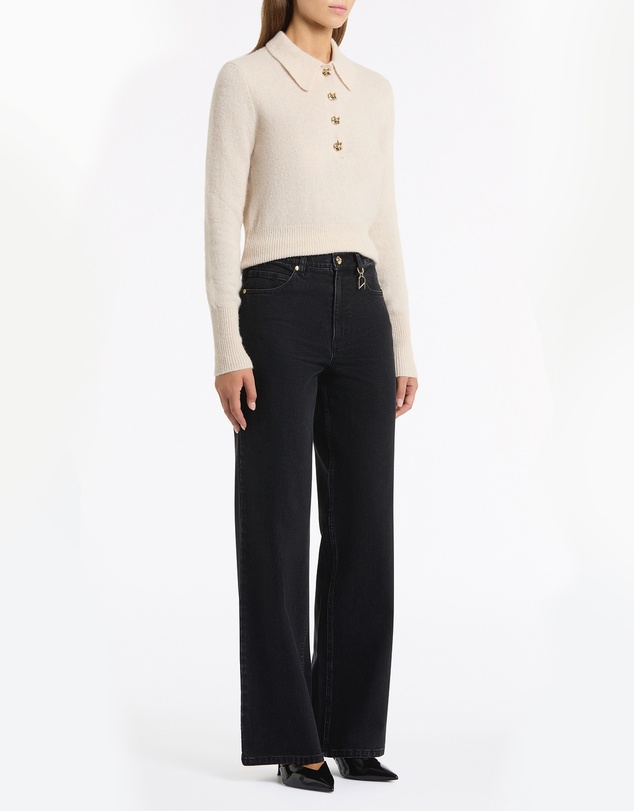 Carla Zampatti - Washed Black Denim Wide Leg Pant