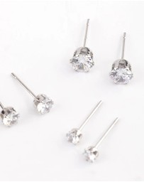 Lovisa - Waterproof Stainless Steel Cubic Zirconia Stud Earrings Pack