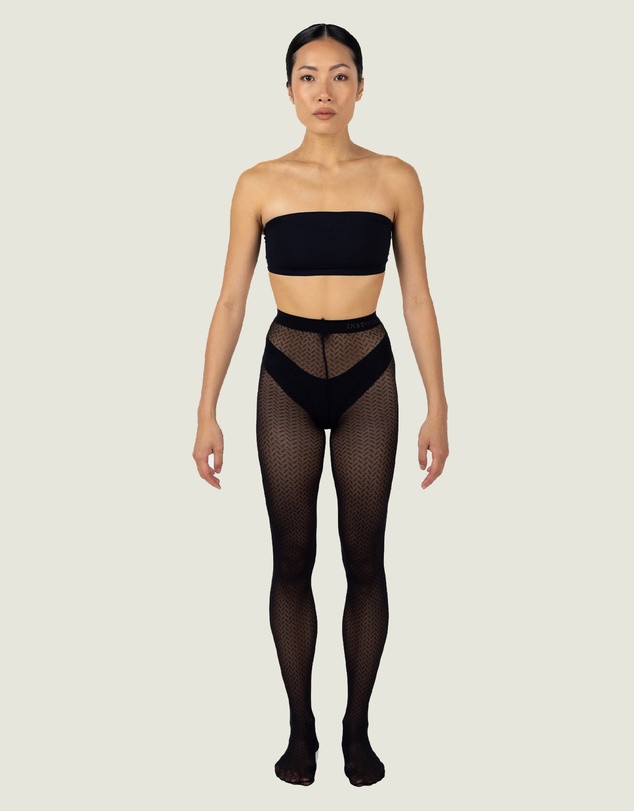 INSTOCK - Energy — 50 Denier Sheer Black Micromesh Patterned Tight