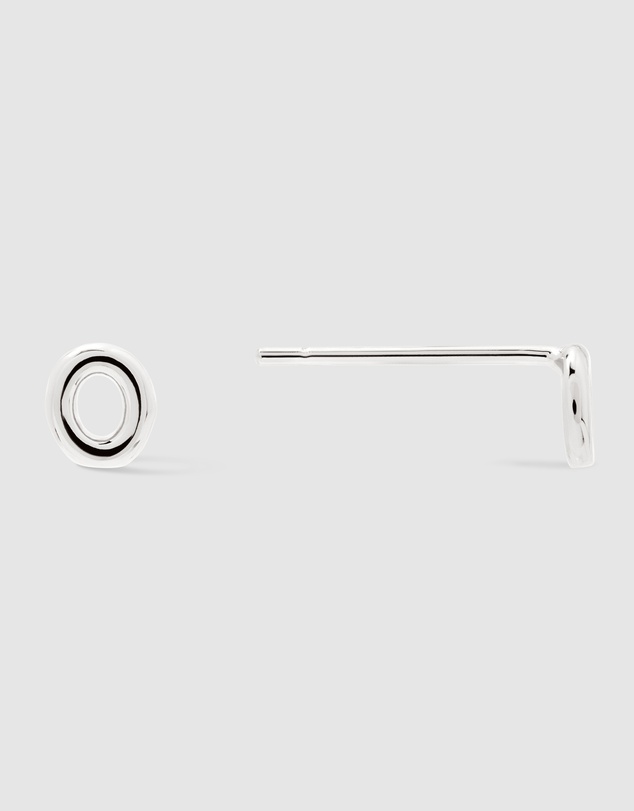 Wanderlust + Co - Alphabet Bubble Silver Stud Earrings - Letter O
