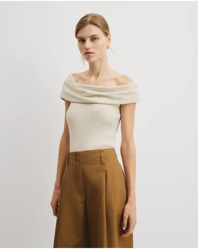 Country Road - Fold Over Knit Top