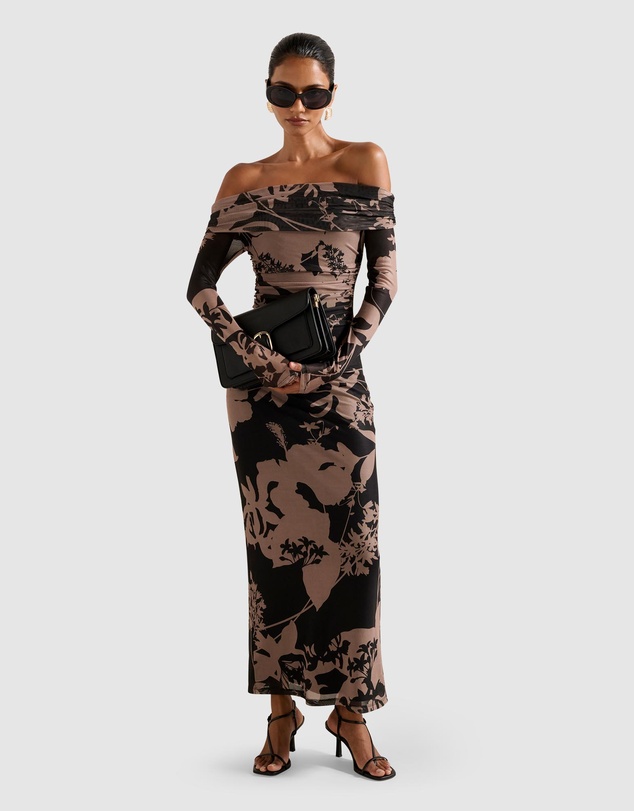 Forever New Petite - Minnie Petite Mesh Bardot Midi Dress