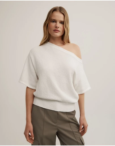Witchery - Asymmetric Textured Knit T-shirt