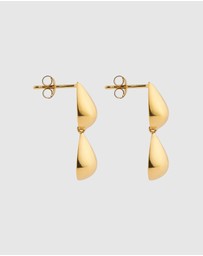 Najo - Liora Double Drop Yellow Gold Stud Earring
