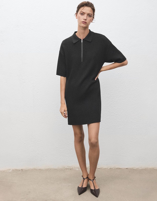 M.N.G - Knitted Dress With Polo Neck