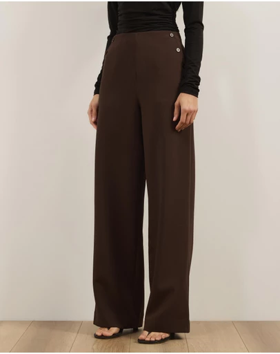 Atmos&Here - Lola High Waisted Tailored Pants With Button Detail