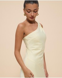 Revibe - Repaired CHANCERY Hallie Satin One Shoulder Drape Maxi Dress - AU 10
