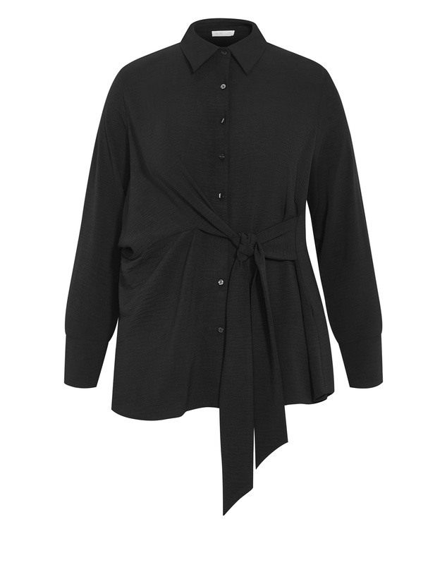 City Chic - Plus size Telia Side Tie Shirt - black