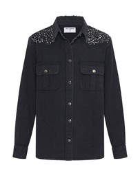 ONE TEASPOON - Black Hand Embellished Denim Western Shirt