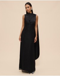 CHANCERY - Nia Self Scarf Satin and Lace Maxi Dress