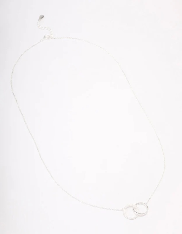 Lovisa - Sterling Silver Pave Link Hoop Pendant Necklace