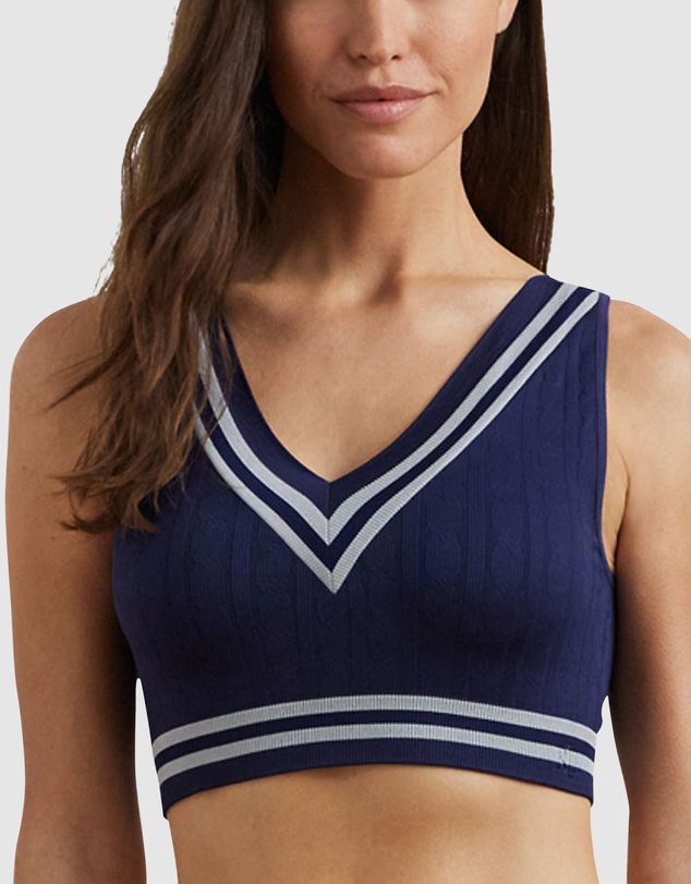 Lauren by Ralph Lauren - Cricket Cable Knit Lightly-Lined Crop Top Bra
