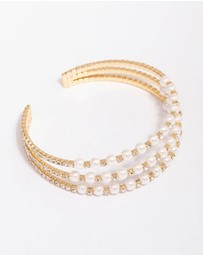 Lovisa - Gold Plated Triangular Cubic Zirconia Pearl Wrist Cuff