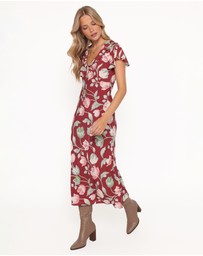 Petal & Pup - Linden Midi Dress - Red Tulip Floral
