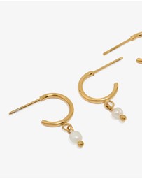Lovisa - Waterproof Gold Plated Stainless Steel Pearl & Starfish Hoop Earrings 2-Pack