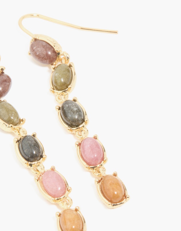 Lovisa - Gold Plated Oval Multicoloured Semi Precious Stone Hook Earrings