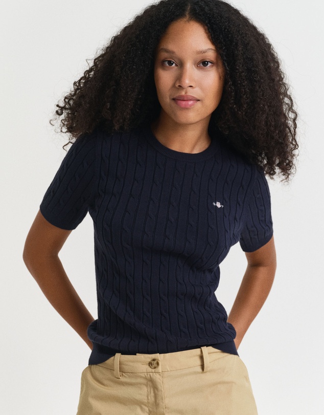 Gant - Stretch Cotton Cable Short Sleeve Knit