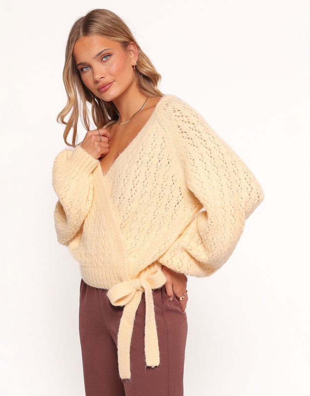 Petal & Pup - Etta Ballet Wrap Knit Sweater - Butter