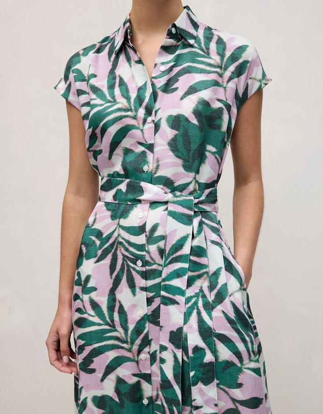 Trenery - Arbour Cap Sleeve Midi Shirt Dress in True Green