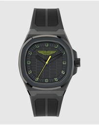 Aston Martin - GPQ Black Stainless Steel Black Silicone Watch