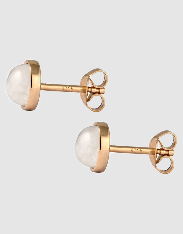 Elli Jewelry - Moonstone Circle Stud Earrings in Gold-Plated 925 Silver