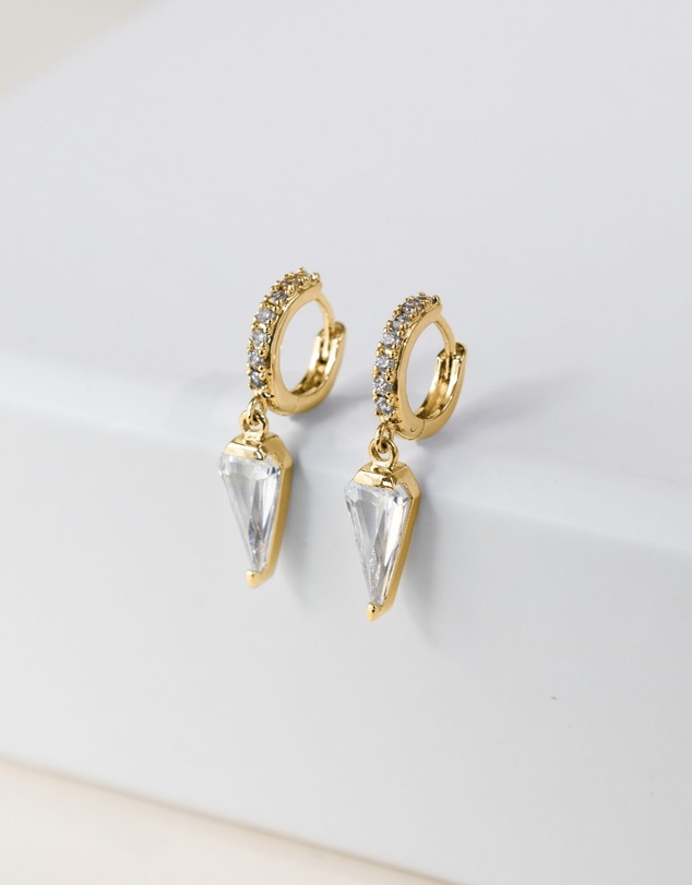 Wanderlust + Co - Diamond Gem Gold Baby Huggie Earrings