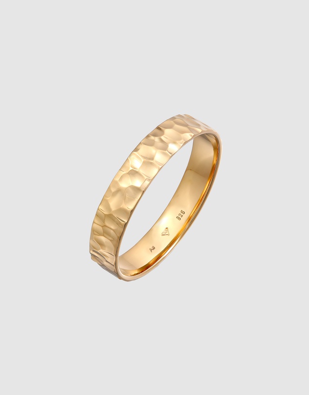 Kuzzoi - ICONIC EXCLUSIVE - Hammered Band Ring in Gold-Plated 925 Sterling Silver
