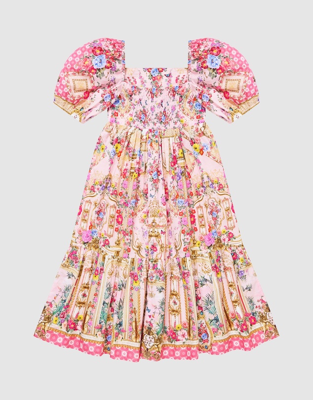 Camilla - Tiered Midi Dress With Puff Sleeve - Kids-Teens