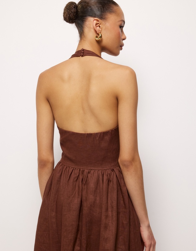 AERE - Esme Halter Linen Midi Dress