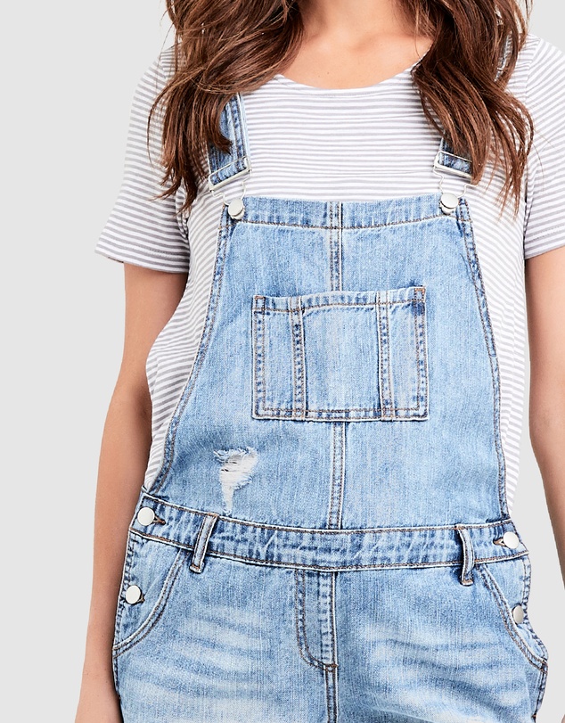 Ripe Maternity - Denim Short Overalls