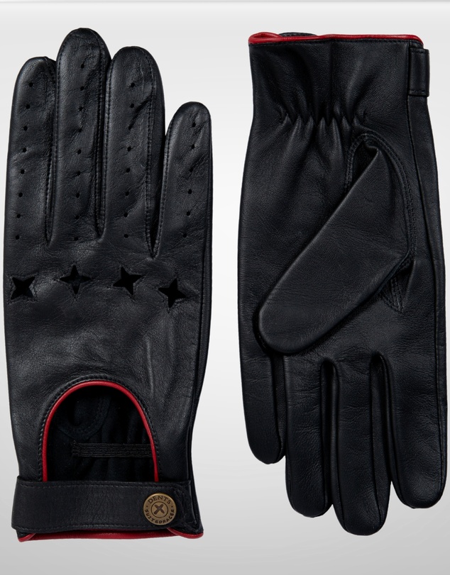 DENTS - Suited Racer Touchscreen Leather Driving Gloves w/ Wristwatch Cut-Out