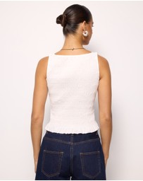 AERE - Callie Cotton Shirred Top