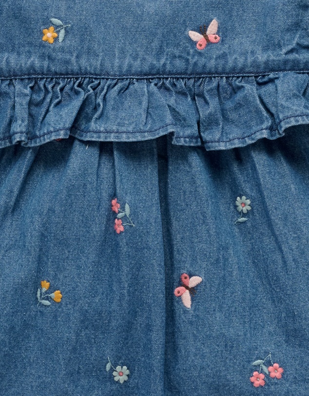 Purebaby - Denim Embroidered Dress -Kids-Babies