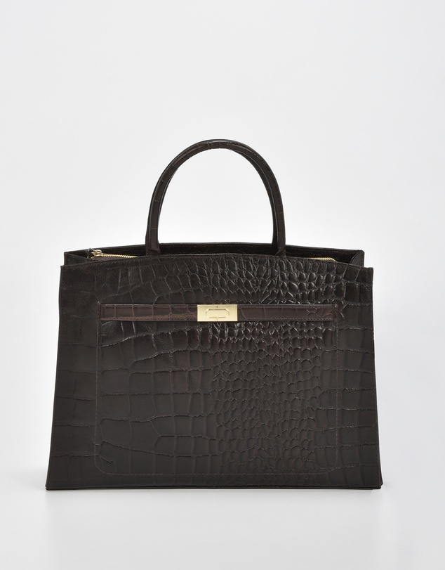 Cobb & Co - Toorak Leather Croc Business Bag Tote
