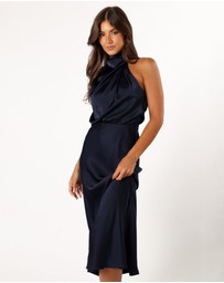 Petal & Pup - Anabelle Halter Neck Midi Dress - Navy