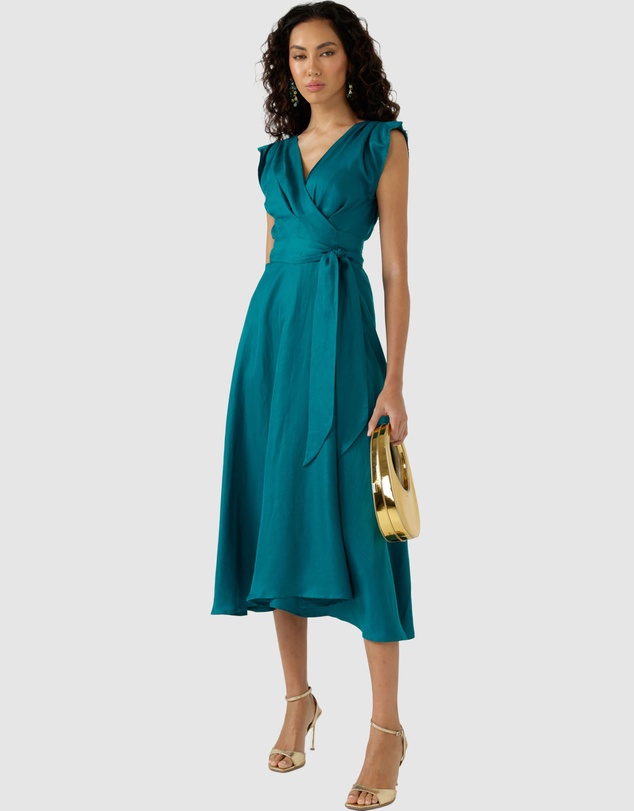 SACHA DRAKE - Xenia Wrap Dress In Peacock