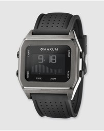 Maxum - Raglan Tide Watch – Gunmetal Case, Black Dial & Black Silicone Strap