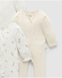 Purebaby - 4 Pack Zip Growsuit-Babies