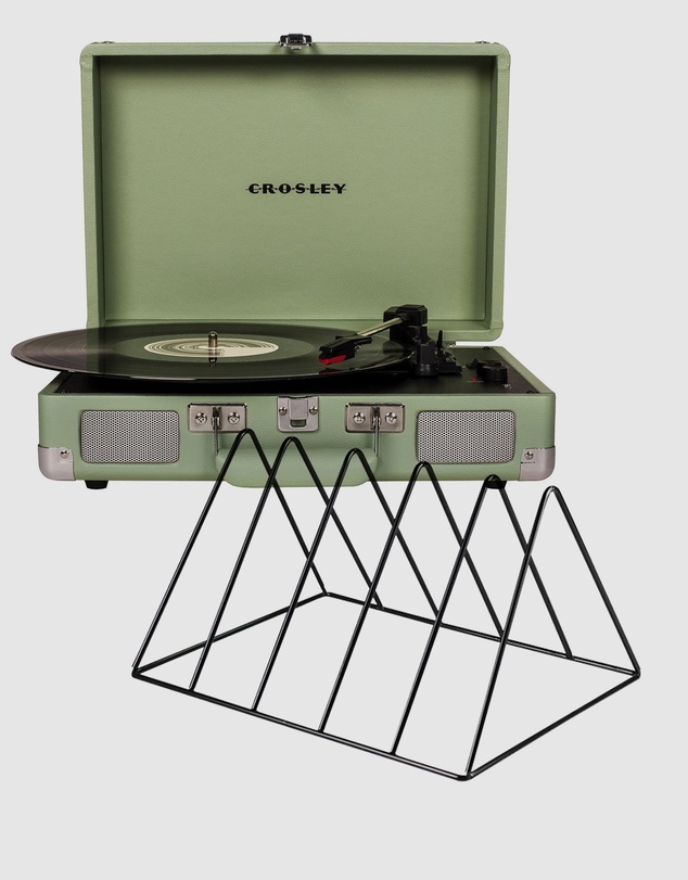 Crosley - Crosley Cruiser Bluetooth Portable Turntable - Mint + Gadhouse Vinyl Rack Bundle - Black