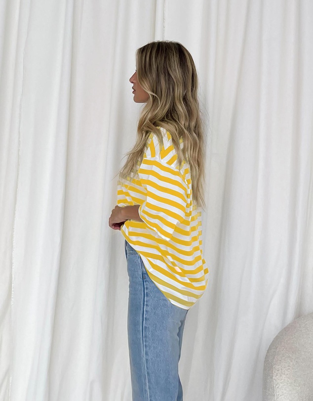 Dazie - Nostalgia Stripe Oversized Boyfriend Tee