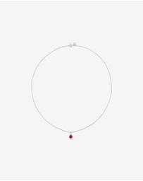Michael Hill - Round Cut Red Created Ruby Gemstone Hoop Earrings and Pendant Necklace Set in Sterling Silver