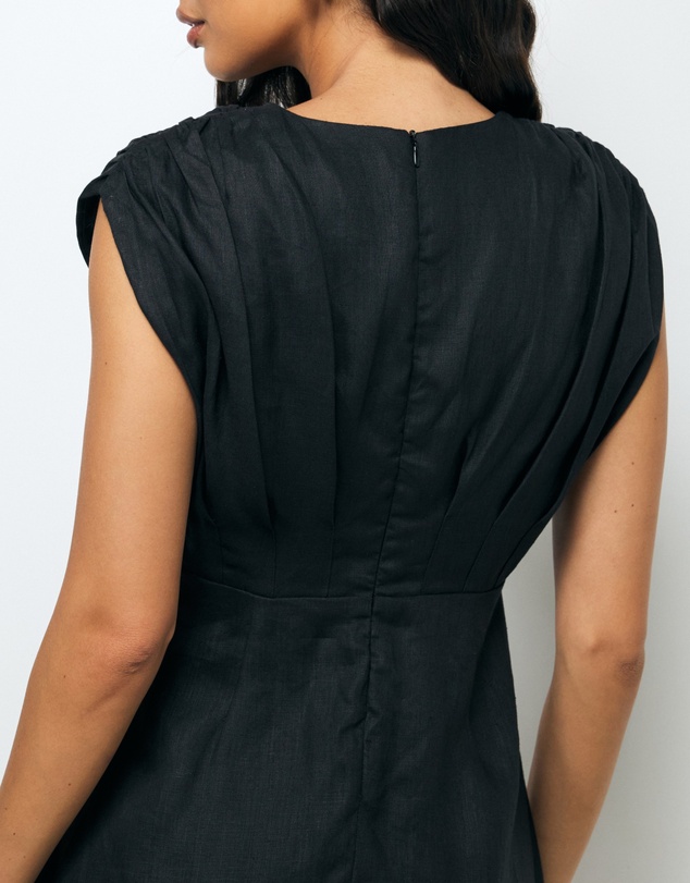 Revibe - Repaired AERE Rhae V Neck Midi Dress - AU 12