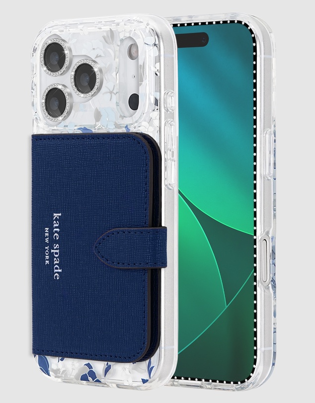 Kate Spade - Kate Spade Flowerbed Blue MagSafe Wallet Bundle for iPhone 17 Pro Max