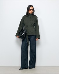 AERE - Sadie Funnel Neck Crop Trench Coat